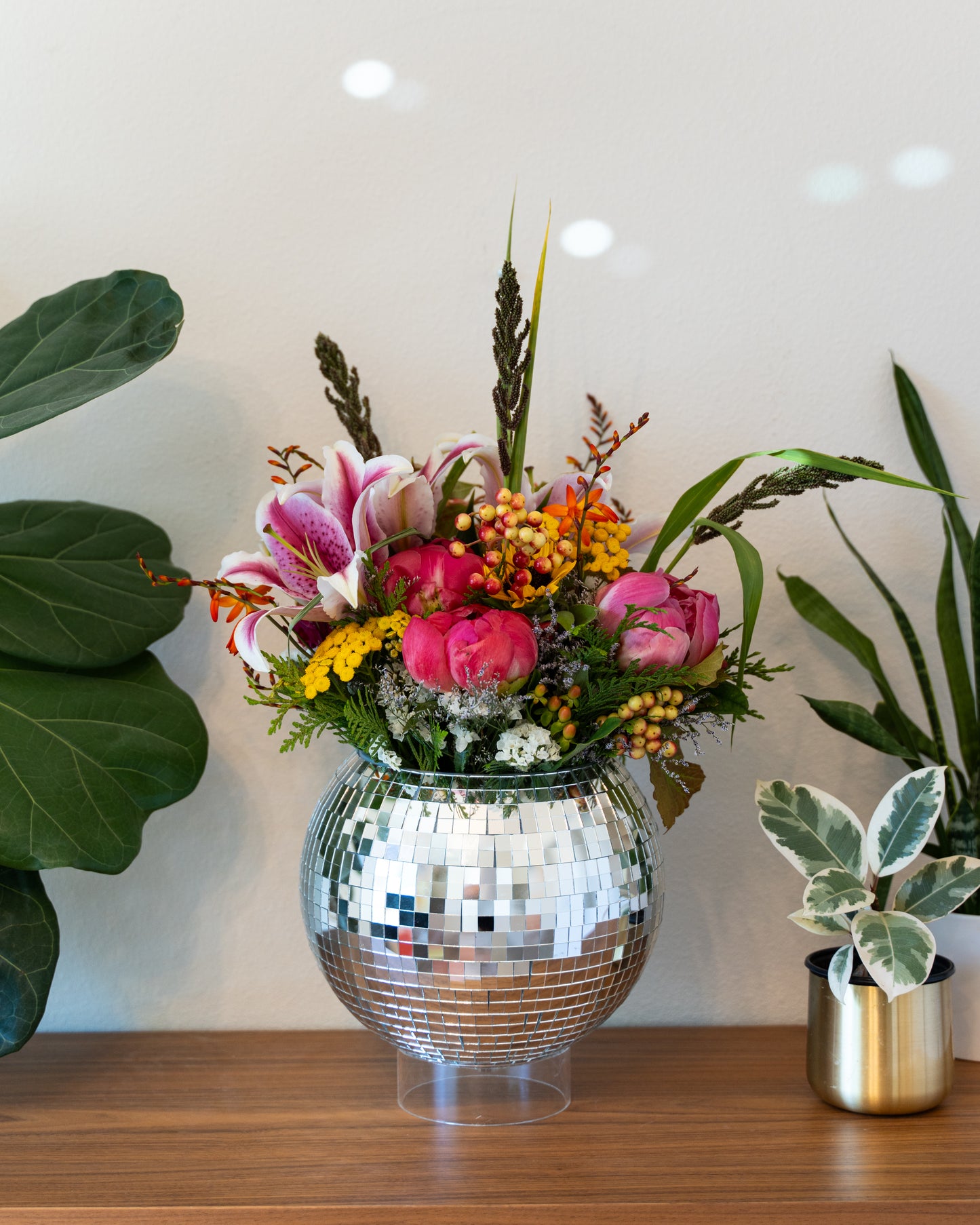 10" Disco Ball Planter + Acrylic Base and Hanger