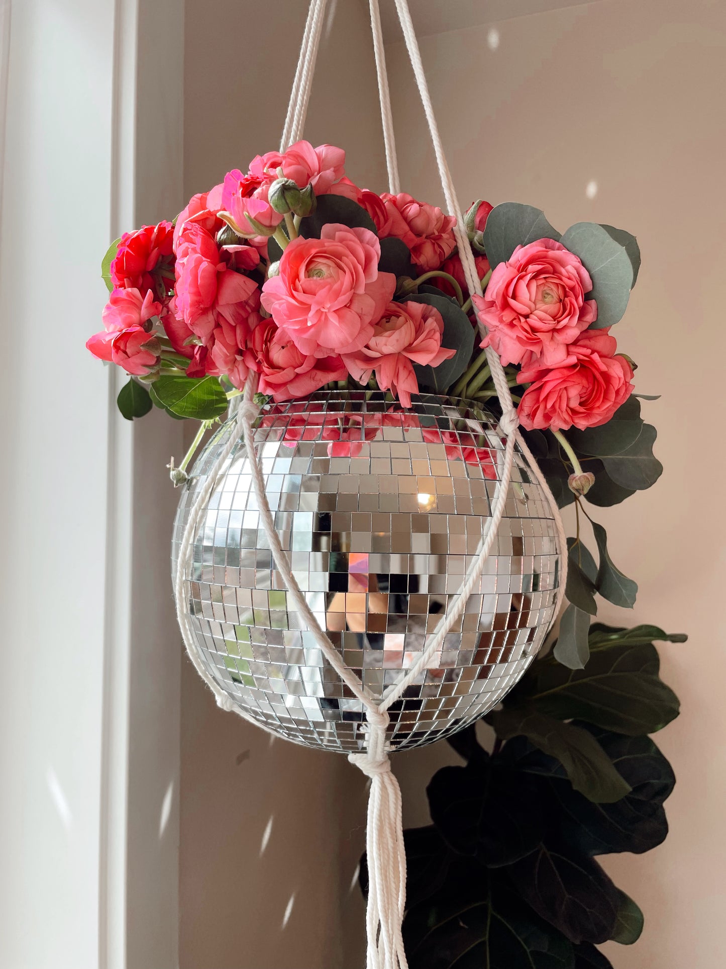 10" Disco Ball Planter + Acrylic Base and Hanger