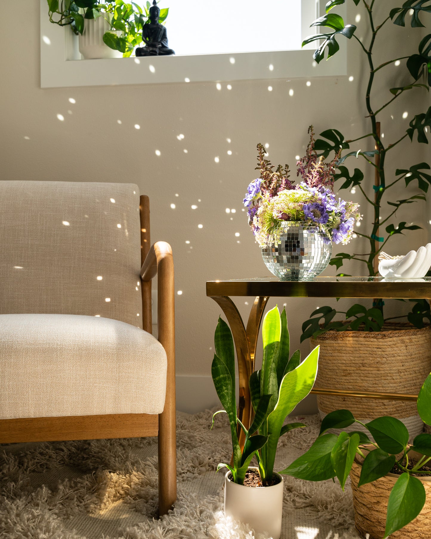 6" Disco Ball Planter - White Hanger