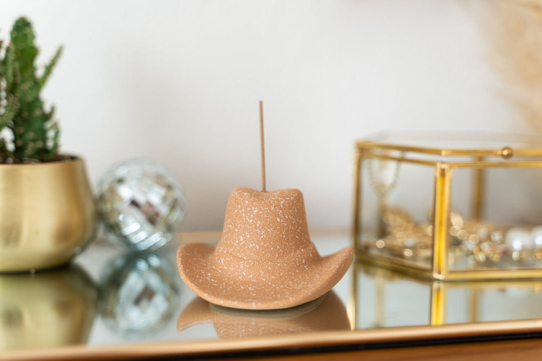 Cowboy Hat Incense Holder & Mini Incense Sticks - Tan